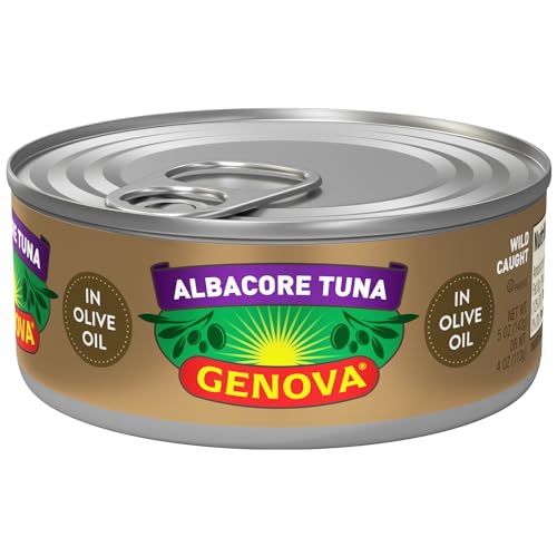 Genova Premium Albacore Tuna in Olive Oil, 5 Ounce Can (Pack of 1), Wild Caught Canned Tuna, Solid White