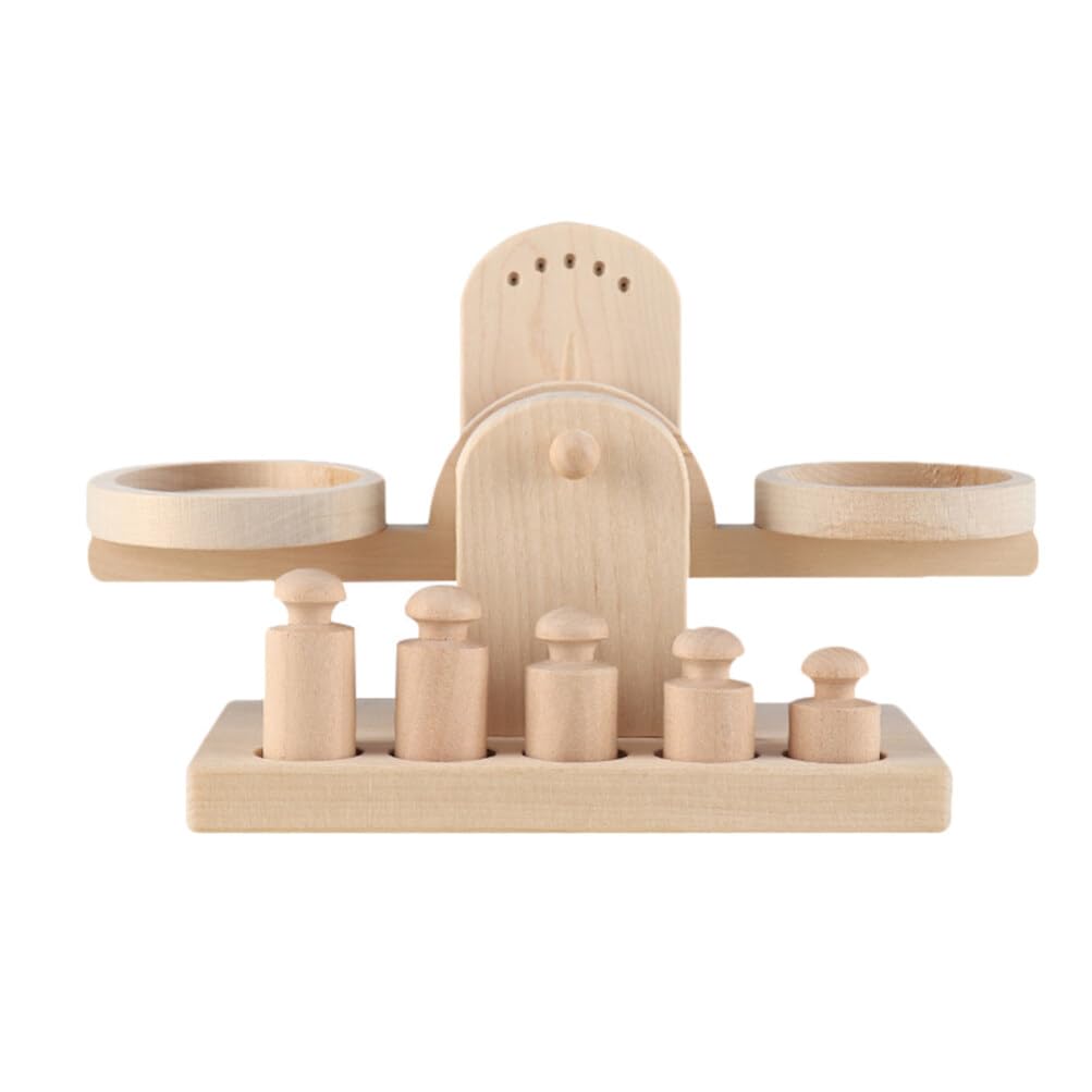iplusmile Wooden Balance Scale Toy Montessori Balance Scale for Classroom Kids Educational Toy for Weight Comparison Simple Arithmetic Creativity Attention Hand-Eye Coordination 11.81 X 6.69 X 4.72 in