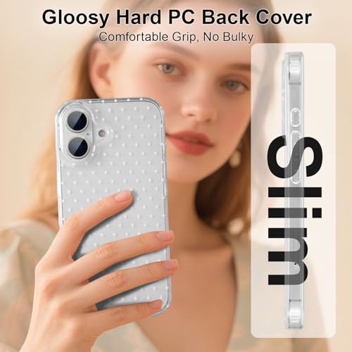 Coque iPhone 16 Plus QLTYPRI silicone transparent à pois - 5