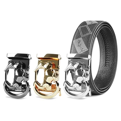 Ratchet Belts Set for Men 3 Buckles with 1 Genuine Leather Cowboy Belt for Men Dad Husband Gift