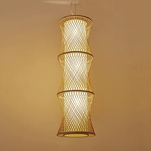 Luces Colgantes LED, lámparas de araña, lámpara Colgante, Hotel Chino Bamboo Art E27 3 lámpara Tejido de bambú para Edificio dúplex Restaurante Escalera casa de té vestíbulo Decora