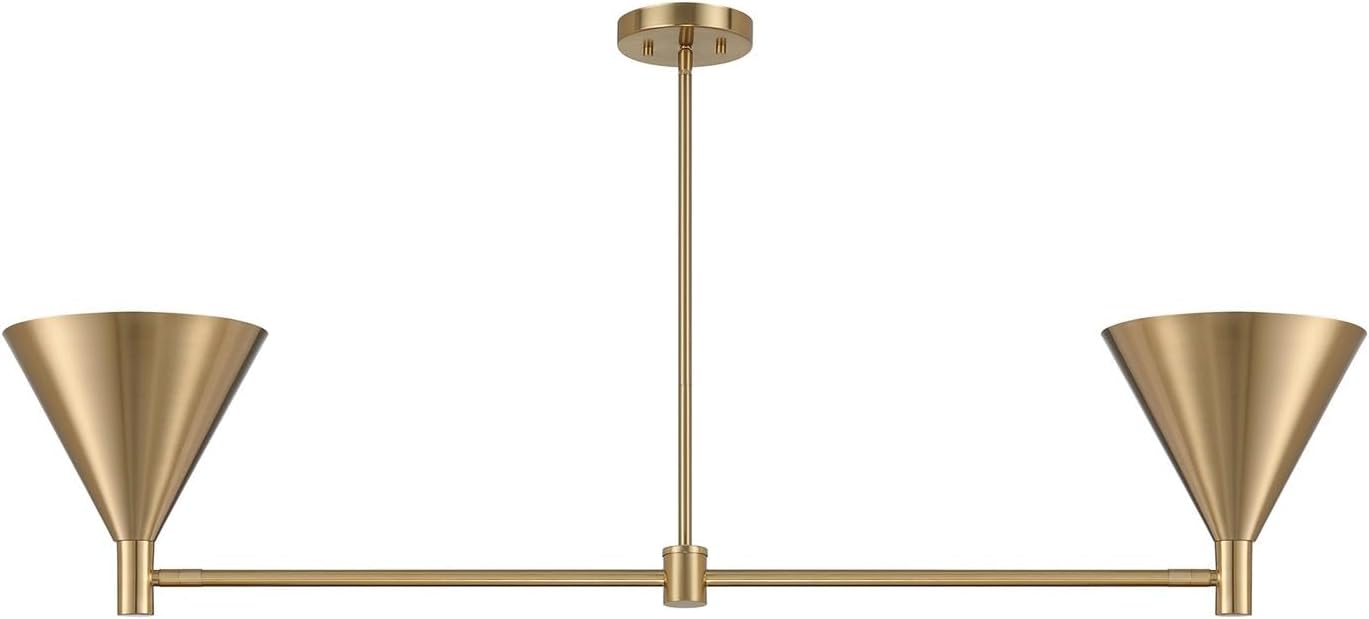 Savoy House 1-8005-2-127 Pharos Mid-Century Modern Scandinavian Metal Linear Chandelier with Adjustable Arm by Breegan Jane, 2-Light 120 Total Watts, 11" H x 10" W, Noble Brass