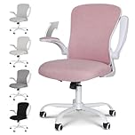 ELECWISH Office Chair Desk Chair Flip-up Armrest, Ergonomic Computer Chair with Lumbar Support, Office Chairs for Home, Height Adjustable 360° Swivel Rocking Function, Pink
