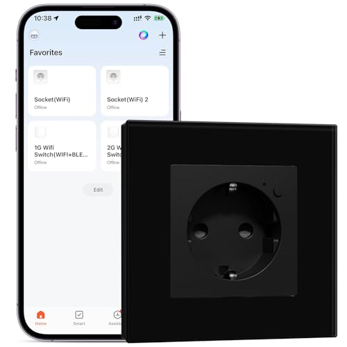 BSEEDLIFE Enchufe Inteligente WIFI de Cristal 1 Gang 86 * 86mm Smart Pared Empotrada Remoto Control