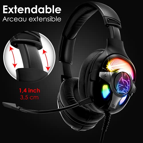 WarCry G-W10 Cuffie Gamer RGB - Audio Surround 7.1 Virtuale Software incluso Anti-Rumore- Compatibile PS4, PS5, Xbox One Series, PC, MAC -Telecomando - Microfono Staccabile - Cuffia gaming - Immagine 5