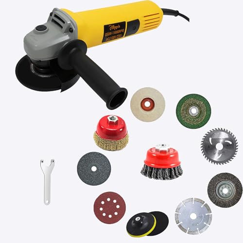 Hillgrove HGCM1355M1 4 in 850 W 100% കോപ്പർ വൈൻഡിംഗ് ഹാൻഡ് ആംഗിൾ ഗ്രൈൻഡർ, വാൾ കട്ടർ, ഗ്രൈൻഡിംഗ് ഗ്ലെൻഡർ കട്ടിംഗ് മെഷീൻ, 10 Pcs ചക്രങ്ങളുള്ളത്