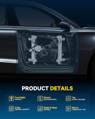 Image of PHILTOP 741-680 Power Window Regulator w /Motor Front Right Passenger Side