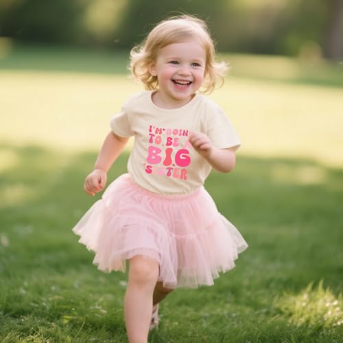 Image of Toddler Girl Big Sister Shirt Pregnancy Announcement T-Shirts Cotton Short Sleeve Tees 2-10 Years