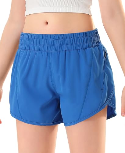 DOCUMO Meninas Shorts Esportivos Com Bolsos Zíper, De Corrida Secagem Rápida Para Adolescentes, Ativ