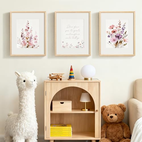 Image of upsimples 16x20 Picture Frame Solid Wooden, Nursery Wall Frames Set of 3 | 100% Natural Solid Wood, Fit 11x14 with Mat and 16 x 20 Posters, For Kids Room, Gallery Wall Decor