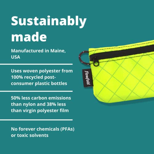 Flowfold Essentialist Clippable Mini Zip Pouch for Holding Coin, ID, Credit Card, and More | Small Water Repellent Wallet Made from Recycled Materials | Handcrafted In USA | Lime Green4
