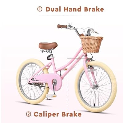 Petimini Vintage Kids Bike for Girls, 1220 Inch Classic Bicycle with Wicker Basket & Bell, High Tensile Steel Frame, Training Wheels (1218), 85% Pre-Assembled, Retro Bike for Outdoor Riding