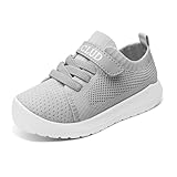BICLUD Toddler Shoes Baby Boys Girls Breathable Walking Sneakers Lightweight Kids Tennis Shoes with Hook and Loop-1160 Grey 18-24 Months Infant