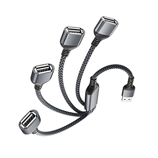 Basesailor Câble USB Répartiteur 4 Ports,4 en 1 Type A Mâle vers Femelle Splitter Multi Cordon Multiple Porte Multiprise Extender Hub Chargeur Split pour MacBook,Xbox One,PS4,PS5,Voiture,PC,TV,LED