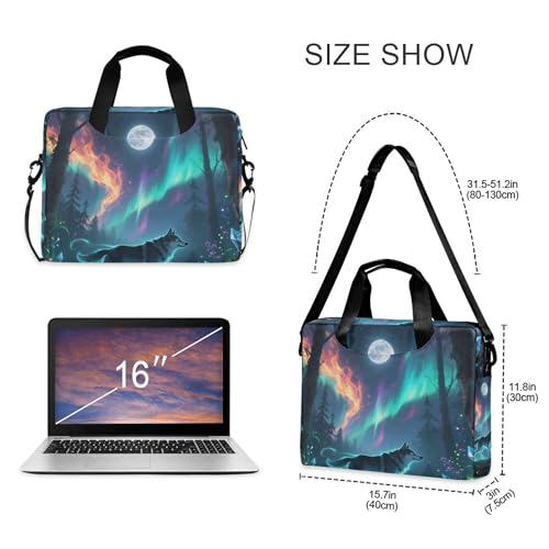 Funda Maletín Portátil Aurora Polar Lights Lobo 13-15.6" miniatura 4