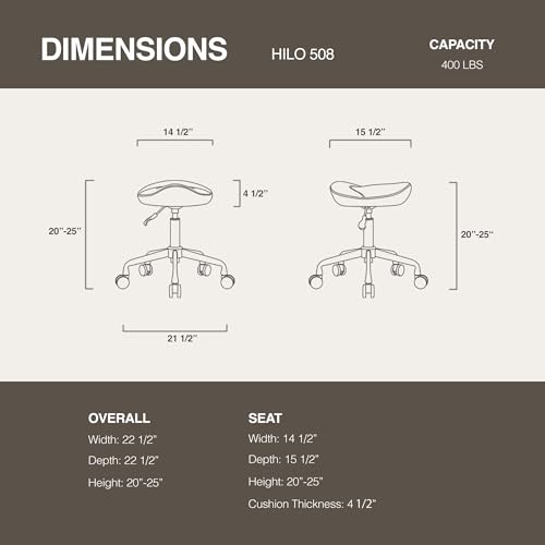DR.LOMILOMI Ergonomic Saddle Seat Adjustable Pneumatic Hydraulic Drafting Swivel Rolling Stool Chair for Medical Hygienic SPA Massage Salon Home and Office - Hilo 508 (Black, Standard)
