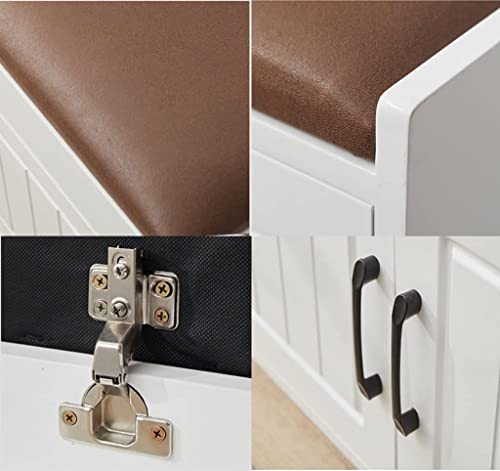Taburete para zapatos de madera maciza con almacenamiento moderno en color marrón 7