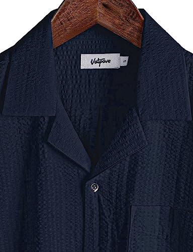 Image of VATPAVE Mens Striped Summer Shirt Casual Button Down Short Sleeve Beach Shirts Cotton Shirts for Men