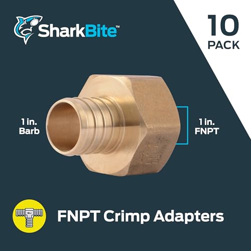 Image of SharkBite 1 Inch Crimp Female Adapter, Pack of 10, Brass Plumbing Fitting, PEX Pipe, PE-RT, UC094LF