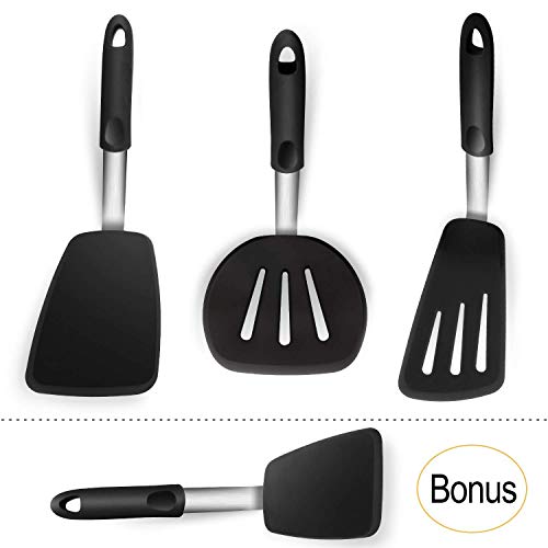 Love-Fly Extra Large Rubber Spatulas Silicone Heat Resistant BPA Free Spatula Set - XL Slotted Turner Spatula XL Slotted Wide SpatulaPancake Flipper XL SpatulaEgg Turner Silicone Spatula Set