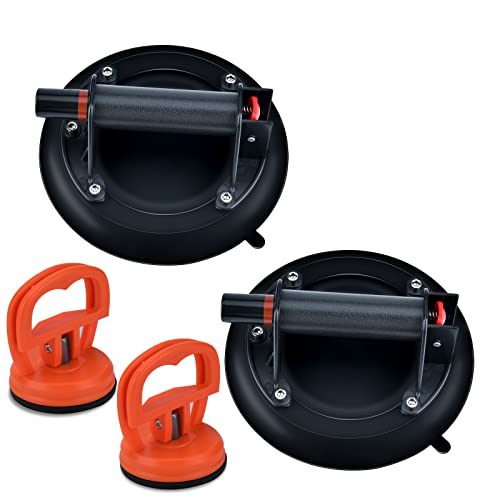 Glas-Saugnäpfe zum Anheben von großem Glas, 2 Stück, robuster Fliesensaugnapf, Werkzeug für Fliesen-Saugnapfheber zum Bewegen von Glas, Fenster-Ersatz (mit kleinem Saugnapf) Cover