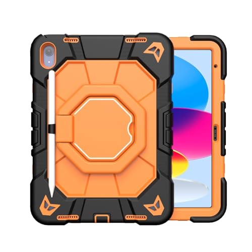 Coque iPad mini 6/7 silicone avec support rotatif orange et noir