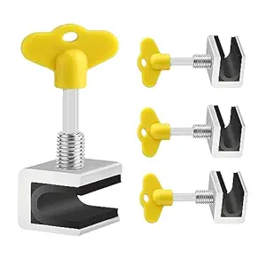 BIGXEN Sliding Window Locks Adjustable Security Window Lock Window Stoppers Aluminum with Key Childproof Safety Window Lock Clamps for Vertical Horizontal Slide Door Windows(4 Sets)