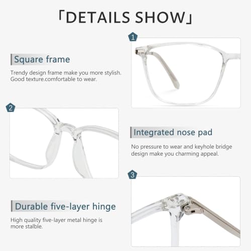 Image of Cyxus Blue Light Blocking Glasses for Men Women, Square TR90 Metal Hybrid Computer Eyewear, Lightweight Anti Eye Strain Glare Filter Glasses for Office, Gaming, Work,Study Clear