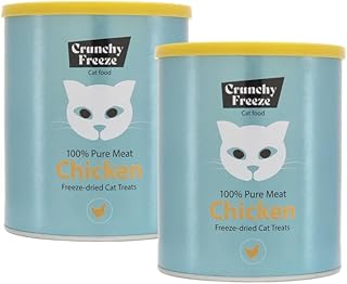 Crunchy Freeze Snack für Katzen - gefriergetrocknetes Katzenfutter ohne Zucker - Katzensnack für Zahnpflege und Gesundheit (Huhn Doppelpack, 2 x 140 g) product image
