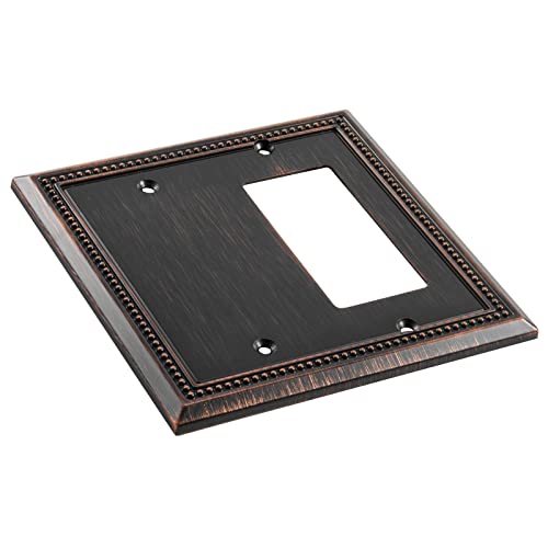 Image of Henne Bery Sunken Pearls Heavy Duty Decorative Wall Plate Switch Plate Outlet Cover (Blank /Decorator, Aged Bronze)