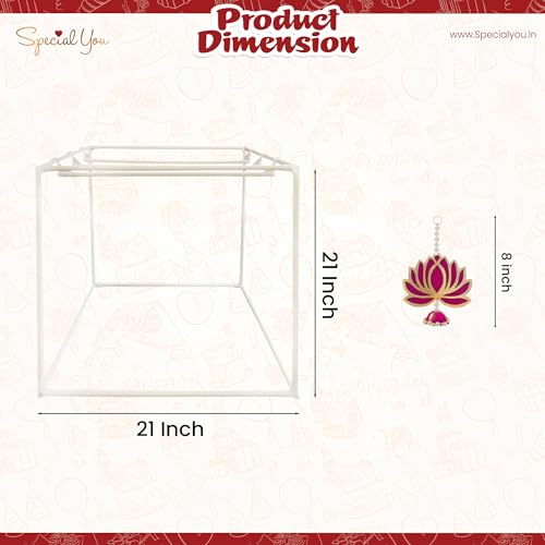 Image of SpecialYou Ganpati Decoration Setup for Home with Ganpati Decoration Backdrop PVC Cubic Stand & Lotus Hanging, Backdrop Stand for Decor, Ganesh Decorations Items for Home Decor-6 Pcs