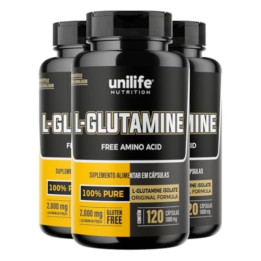 Kit 3 L-Glutamina 100% pura Unilife 120 cápsulas