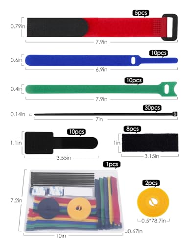 Xiao Meng Yi CT-7 Cable Ties Kit, 75Pcs Multi-Purpose Reusable Cable Management Ties, Adjustable Self-Locking Cord Ties thumb #1