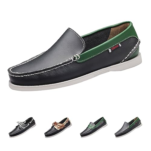 Men's Loafers Slip-on Leather Casual Shoes,Fashion Lightweight Comfort Non-Slip Driving Walking Moccasin Boat Penny