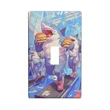 Shark Workout Light Switch Cover Plates/Outlet Covers, Fun Blue Gym Sharks with Burgers for Wall Accents, Thermoplastic Wall Plates, Standard Size Single Toggle