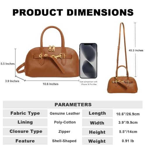 Image of Womens Leather Satchel Handbag, Top Handle Crossbody Purse | Genuine Leather, Structured Satchel, Small or Large, Top Handle, Crossbody Strap, Daily Carry, Work Travel