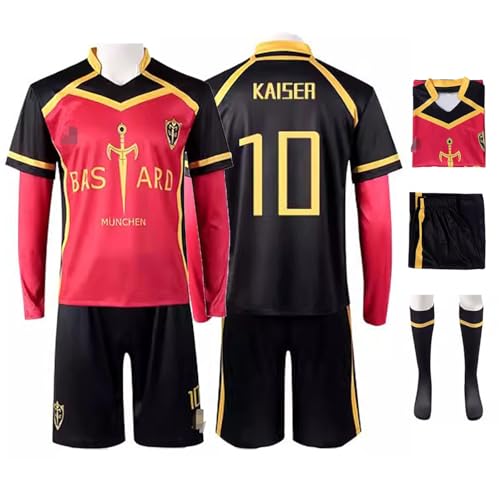 bi bi hou Anime Blue Lock Cosplay Michael Kaiser Jersey Set Camiseta Top Pantalón y Calcetines Disfraz de Michael Kaiser Uniforme Navidad Halloween Carnaval Fiesta Disfraz Deportivo