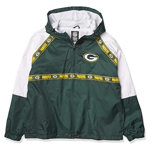 Ultra Game Green Bay Packers Women's Quarter Zip Hoodie Windbreaker Jacket (Available in Crop Top & Regular Length), Regular Length, Large