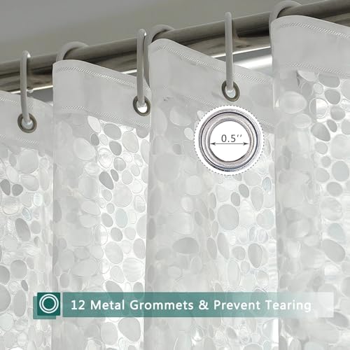 Image of Kuber Industries AC Curtain|PVC Door Window Curtain|Curtains for Door|Curtain for Bathroom|Window Blackout Curtain|Shower Curtain with 8 Rings|7 Feet|Stone Print|Pack of 6|Transparent