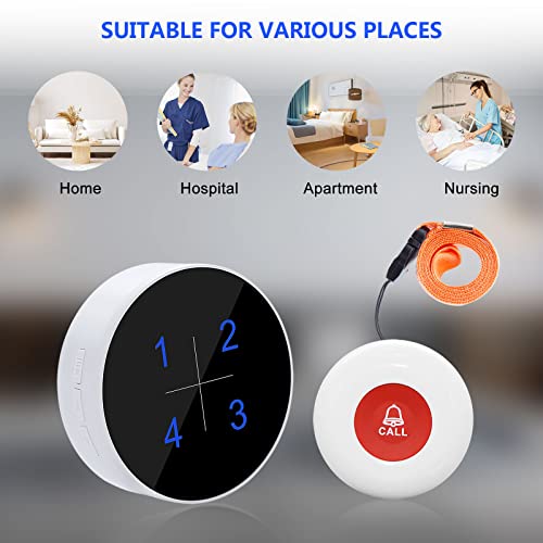 Calltou Wireless Caregiver Pager Call Button 500Ft Nurse Alert System For Elderly Monitoring Alert Button For Seniors,1 Number Receiver + 2 Sos Transmitters(1 Sos Watches+1 Button) #TOP5