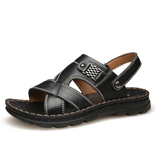 Sandale homme en cuir véritable avec semelle ergonomique anti-douleur