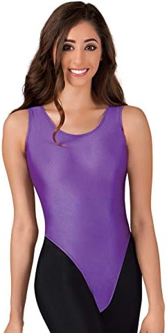 Adult Nylon Tank Thong Leotard,843PURS,Purple,Small
