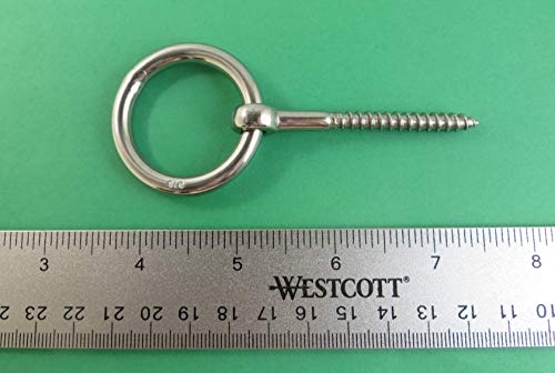 Image of US STAINLESS Stainless Steel 316 Lag Ring Bolt 1 /4 inch x 2 inch (6mm x 55mm) Marine Grade Wood Screw