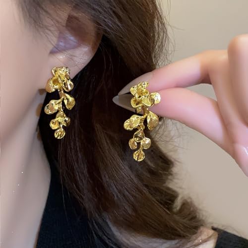 Chic Dangle Flower Earrings for Women, Boho Statement Elegant Vintage Thick Unique Chunky Floral Jewelry Petal Earrings for Formal Wedding Birthday3