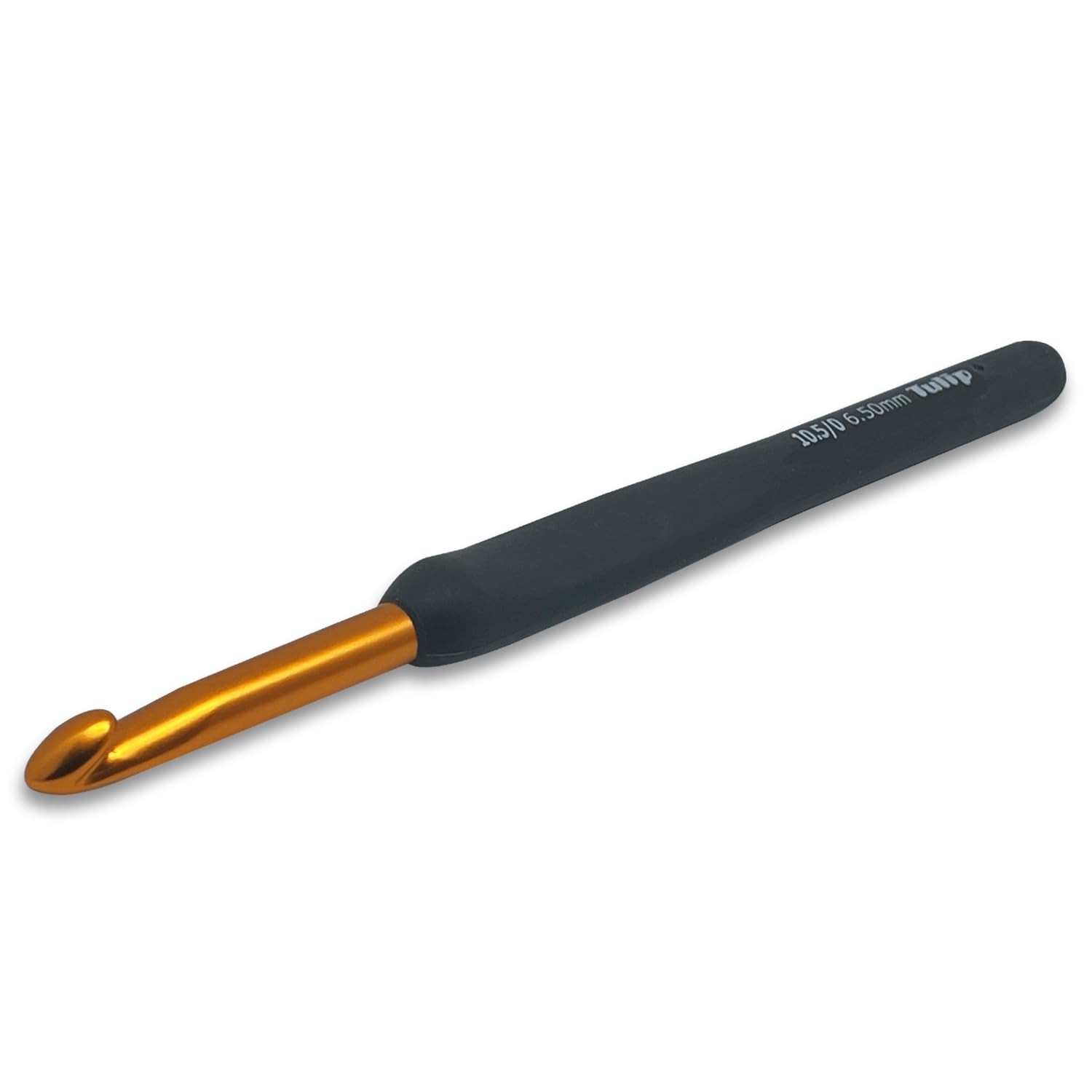 Frida's Wollhaus Tulip Etimo Crochet Hook with Soft Grip Gold Black Smooth Hook Tip 14 Sizes (Black Gold, 6.5)