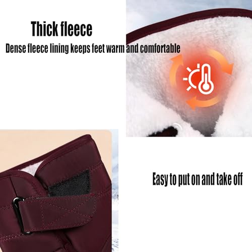Women's Winter Warm Snow Boots with Fur Lined Thermal Mid-Calf Booties Waterproof Non-Slip Comfortable Outdoor Casual Slip On Booties2
