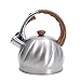 Zebroau - Bollitore a fischietto, 2 l, bollitore in acciaio inox con manico a grana di legno per stufa a gas, stufa in ceramica, teakettle elettrici e a induzione.