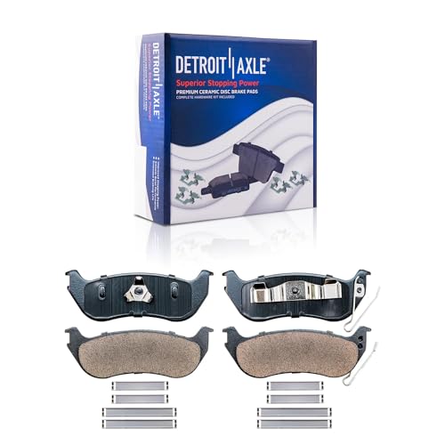 Image of Detroit Axle - 4pc Brake Pads for 2003-2007 Jeep Liberty, 4 Front and Rear Ceramic Brake Pads 2004 2005 2006 Replacement