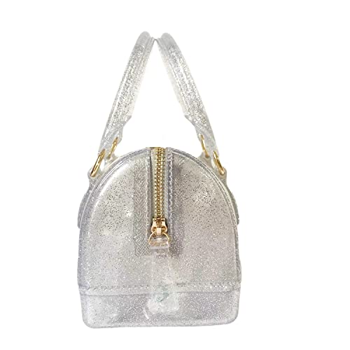 Image of Ladies Summer Jelly Pillow-shaped Top Handle Handbag Candy Color Transparent Crystal Purse