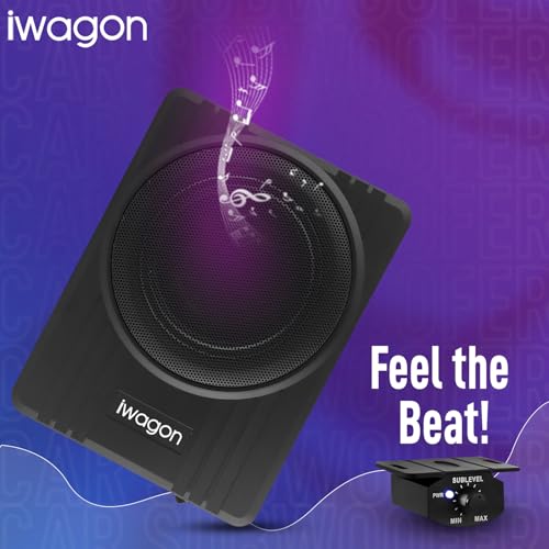 Image of iWagon- Car Subwoofer IWAG-06, N Series (10 Inches) Active Underseat Subwoofer 1200, RMS Power 1200 Watts, Ultra Sleek, Shallow subwoofer, high Level Input /Audio - line Input